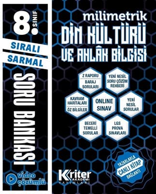 8. Sınıf Din Kültürü ve Ahlak Bilgisi Milimetrik Soru Bankası Kriter Akademi