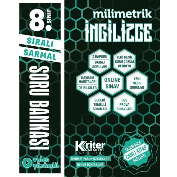 8. Sınıf İngilizce Milimetrik Soru Bankası Kriter Akademi