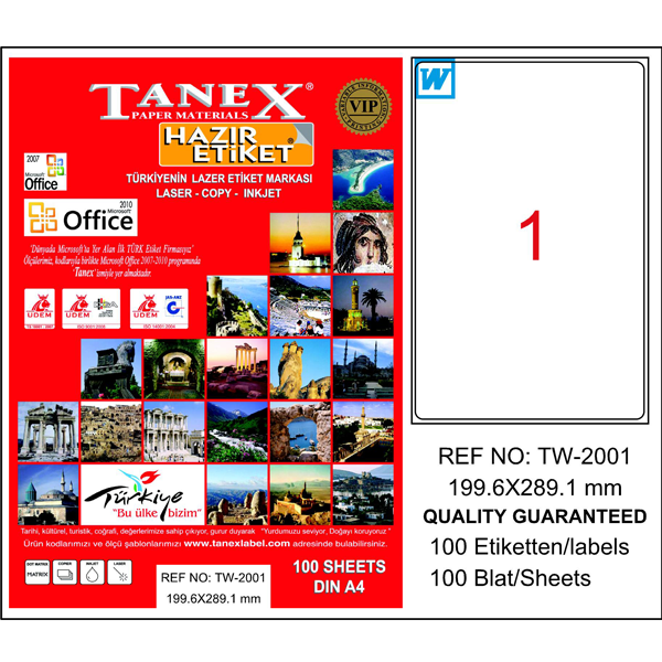 TANEX LAZER ETİKET 199-289 TW 2001