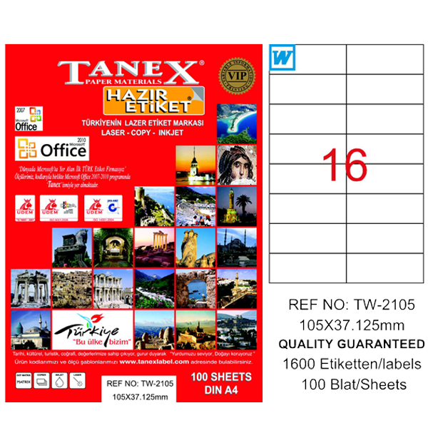 TANEX LAZER ETİKET 105-37 TW 2105