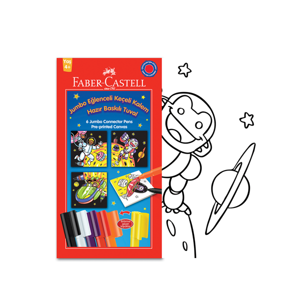FABER KEÇELİ KALEM EĞLENCELİ JUMBO + TUVAL BOYAMA