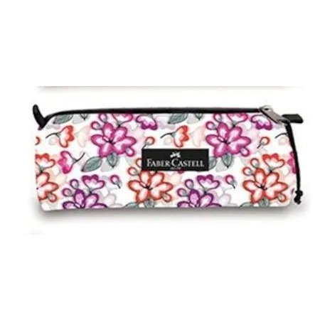 FABER BASIC 2017 KALEM ÇANTASI  HAPPY DAY FLOWERS ( BEYAZ ZEMİN ÜZERİ ÇİÇEKLİ MODEL)