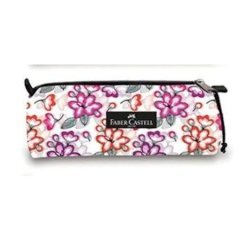 FABER BASIC 2017 KALEM ÇANTASI  HAPPY DAY FLOWERS ( BEYAZ ZEMİN ÜZERİ ÇİÇEKLİ MODEL)
