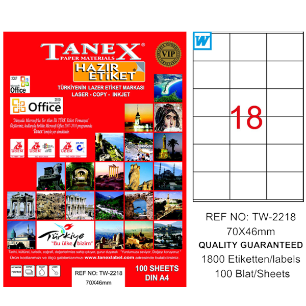 TANEX LAZER ETİKET 70-46 TW 2218