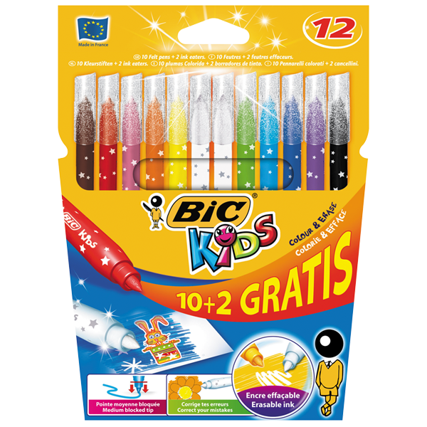 BİC KEÇELİ KALEM 10+2 RENK GRATIS SİLİNEBİLİR