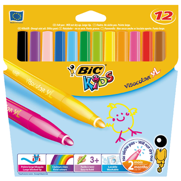 BİC KEÇELİ KALEM 12 RENK JUMBO VİSA YIKANABİLİR