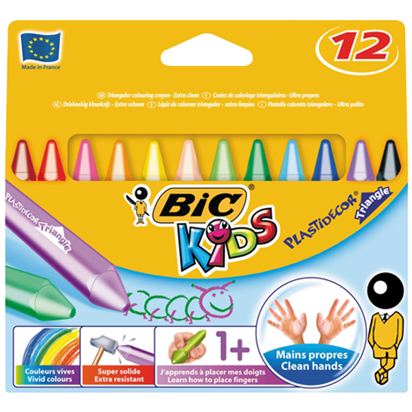 BİC PASTEL BOYA 12 RENK ELLERİ KİRLETMEYEN ÜÇGEN