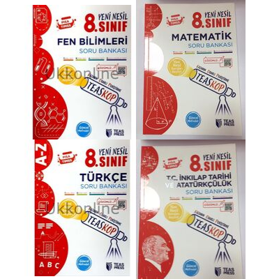 LGS 8. SINIF TEASKOP SET MATEMATİK FEN TÜRKÇE İNKILAP 4 KİTAP