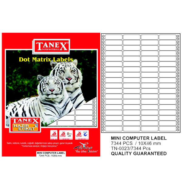 TANEX PRİNTER ETİKET 10-46mm 4lü