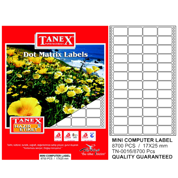 TANEX PRİNTER ETİKET 17-25mm 6lI