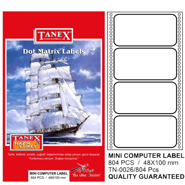 TANEX PRİNTER ETİKET 48-100mm1lİ 26016001027
