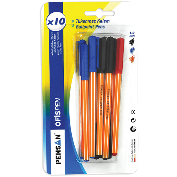 PENSAN TÜKENMEZ OFİS PEN 1010 1,0mm KIRMIZI