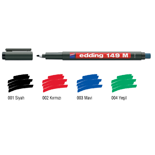 EDDİNG PERMANENT KALEM E-149 M SİLGİLİ KIRMIZI