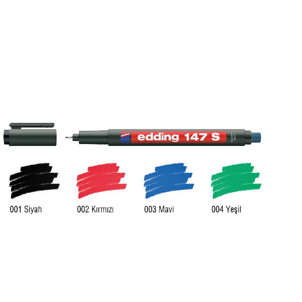 EDDİNG PERMANENT KALEM E-147 S SİLGİLİ SİYAH