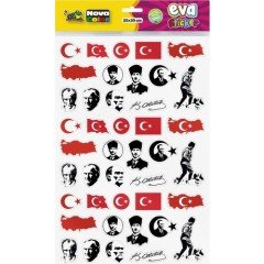 Nova Color 20 x 30cm Atatürk - Bayrak Yapışkanlı  Eva Sticker