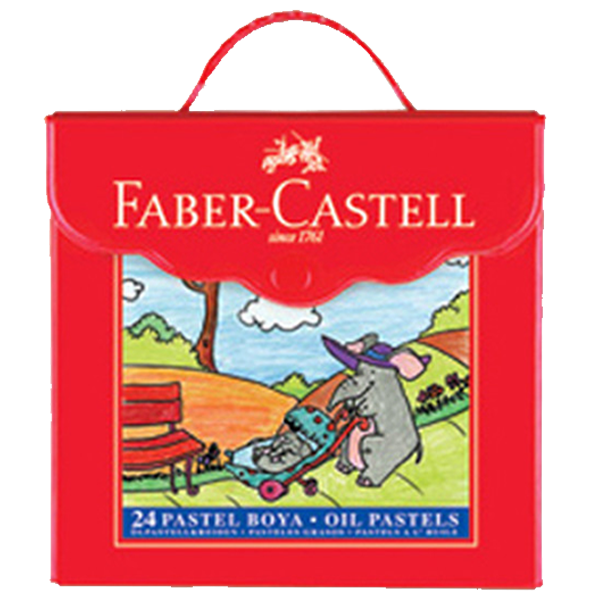 FABER PASTEL BOYA 24 RENK PLASTİK ÇANTALI