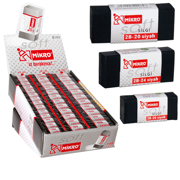 MİKRO SİLGİ SOFT SİYAH 148 Lİ 2B 20-24-30