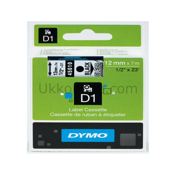 DYMO D1 ŞERİT S0720500 12-7Mt  ŞEFFAF-SİYAH 45010