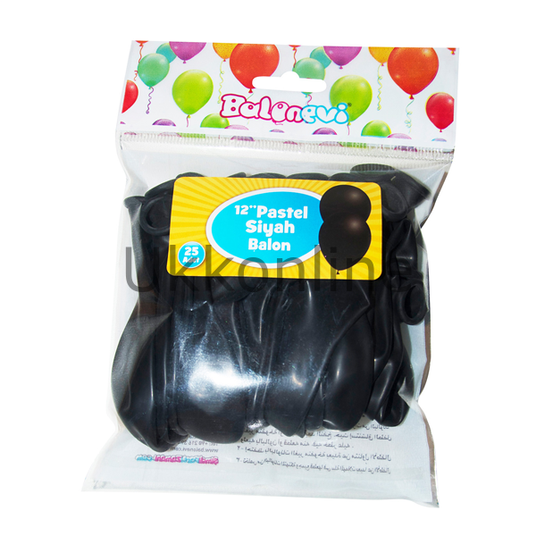 BALONEVİ BALON SİYAH 12inc 25 Lİ