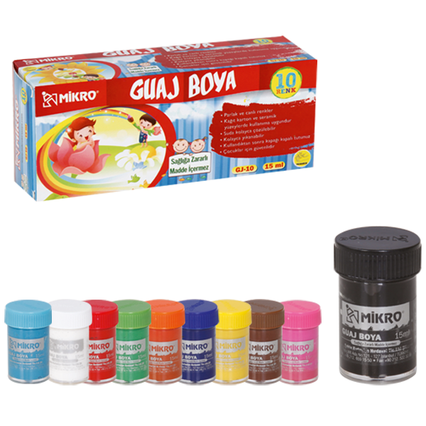 MİKRO GUAJ BOYA ŞİŞE 10 RENK GJ-10