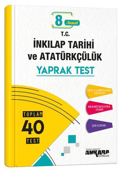 8. SINIF İNKİLAP TARİHİ VE ATATÜRKÇÜLÜK  YAPRAK TEST ANKARA YAYINLARI