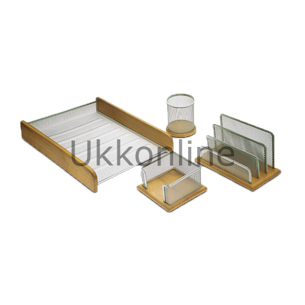 MAS AHŞAPLI METAL PERFORE 4 LÜ SET GRİ