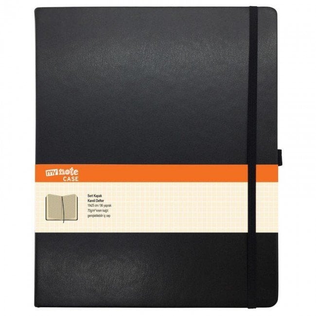 Mynote Case Extra 19X25 Defter 96 Yaprak Kareli Siyah SERT KAPAK