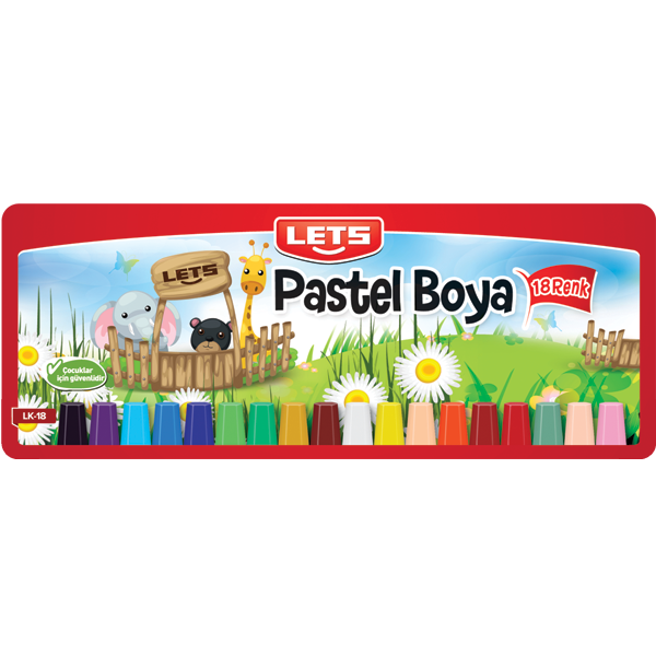 LETS PASTEL BOYA 18 RENK PLASTİK ÇANTALI