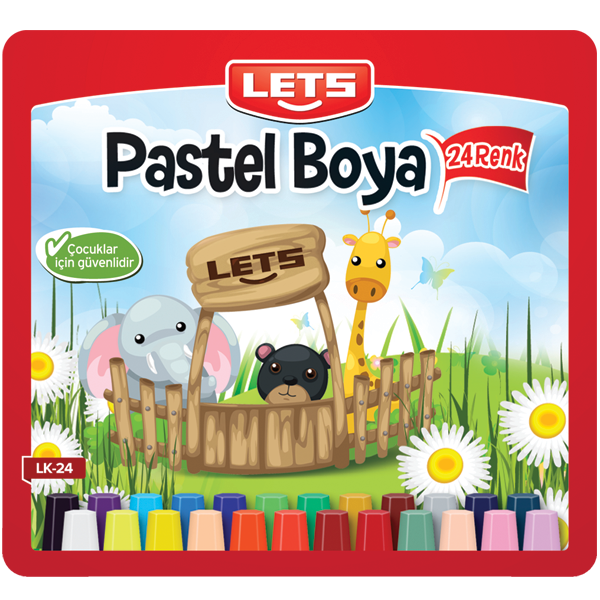LETS PASTEL BOYA 24 RENK PLASTİK ÇANTALI