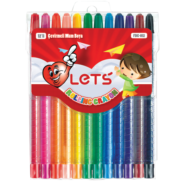LETS PASTEL BOYA 12 Lİ ROLLİNG CRAYON ÇEVİRMELİ