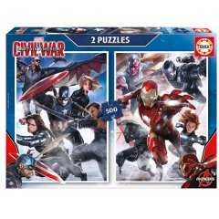 16702/EDU 2x500pcs CAPTAIN AMERICA:CIVIL WAR /Educa /2x500 parça puzzle