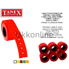 TANEX MAKİNE ETİKETİ 12-21 ÇİZGİLİ FOS KIRMIZI